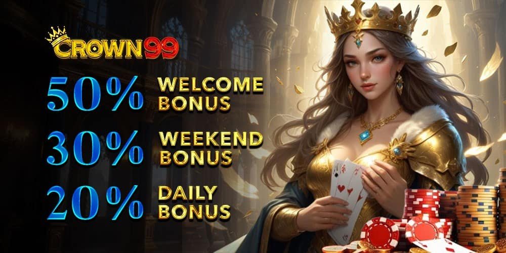 Crown99 Promotion banners showing welcome bonus, cashback, free spins, lucky draw and casino rewards for Malaysia users